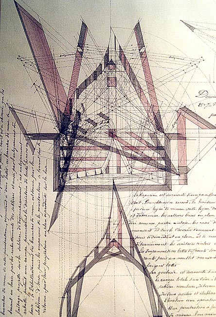 detail d'une epure de Francois Guillon de l'ecole de trait de Romaneche Thorins